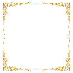Frame and borders, Square frame, Golden frame, Vector illustration