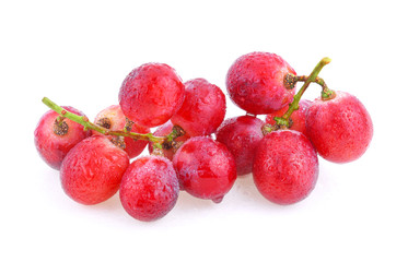red grapes with water drops isolated on white background