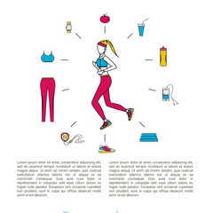 Fototapeta na wymiar Running line design concept with woman. Healthy lifestyle.