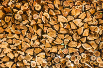 Closeup pattern of cutting wood stack for background