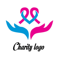 charity logo design with hand and heart icon