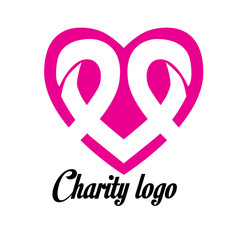 charity logo design with hand and heart icon