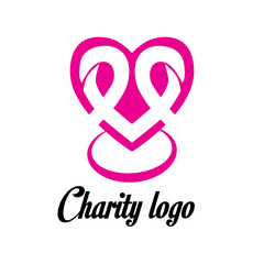 charity logo design with hand and heart icon