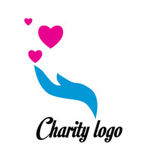 Obraz premium charity logo design with hand and heart icon
