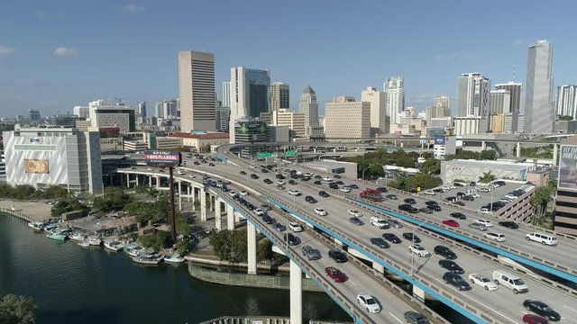 Aerial view of the highway in Miami 