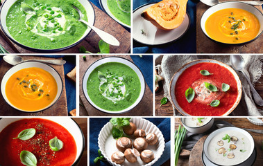 Collage of different soups