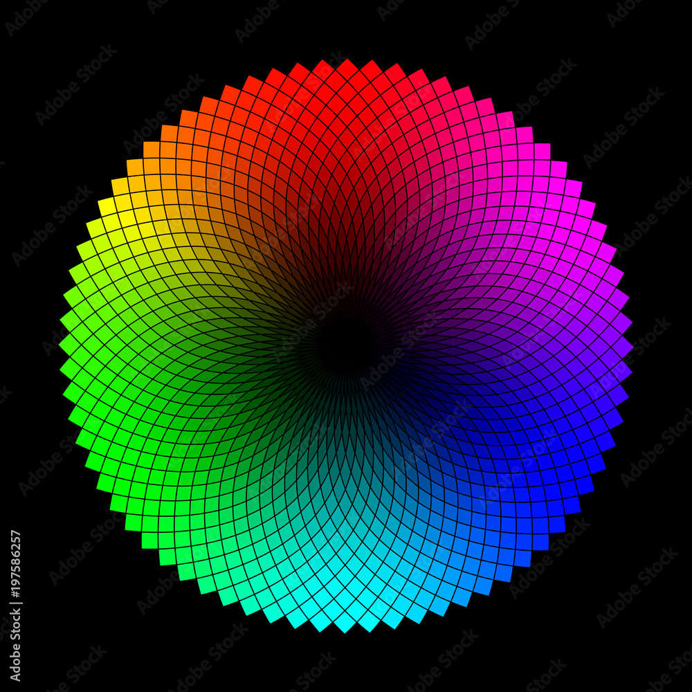 Poster color wheel or circle with coloristic variations round table