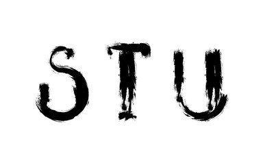 Abstract letters set painted with brush. Futuristic font for lettering