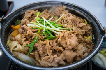 Japanese Sukiyaki in Pot, Osaka, Japan
