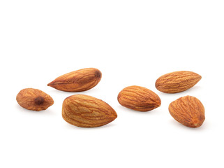 almonds isolated on a white background.
