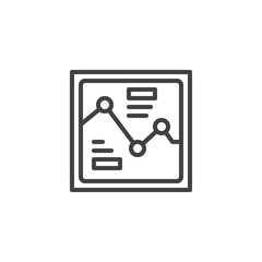 Analytics graph outline icon. linear style sign for mobile concept and web design. Documents, statistics, report simple line vector icon. Symbol, logo illustration. Pixel perfect vector graphics