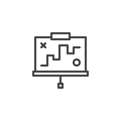 Projection screen with analytics outline icon. linear style sign for mobile concept and web design. Presentation board simple line vector icon. Symbol, logo illustration. Pixel perfect vector graphics