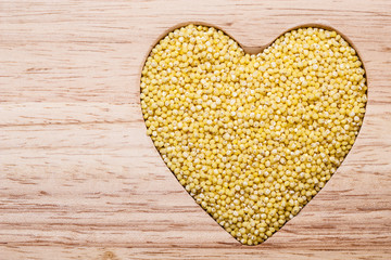 Millet groats heart shaped