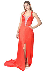 beautiful woman in dress posing