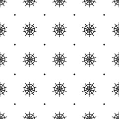 Seamless pattern with icons of steering wheels on white background
