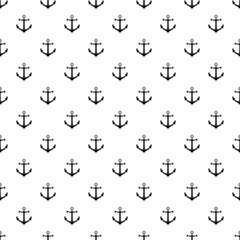 Seamless pattern with icons of anchors on a white background