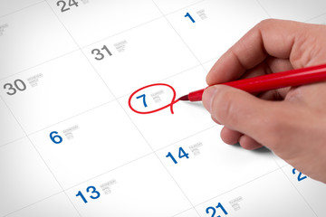 Mark on the calendar at April 7, 2016