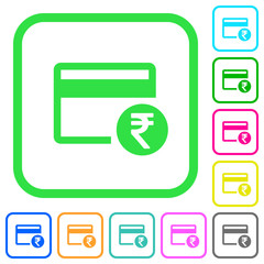 Rupee credit card vivid colored flat icons