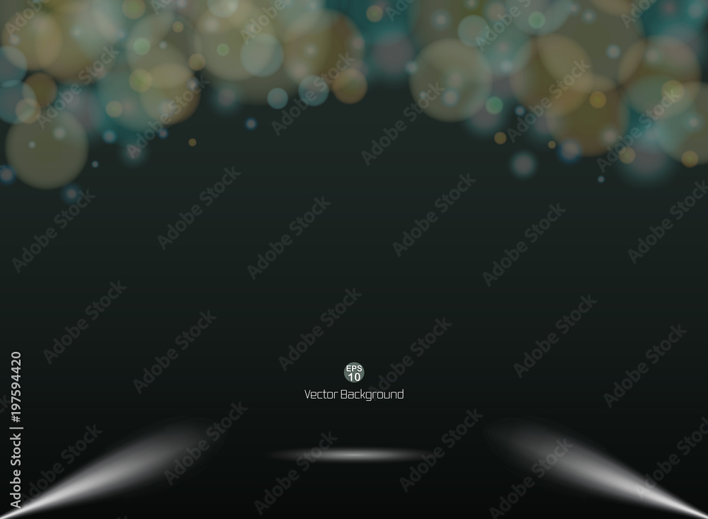 Poster dark background of presentation with colorful circle bokeh