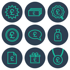 Set of icons about money with pound symbols