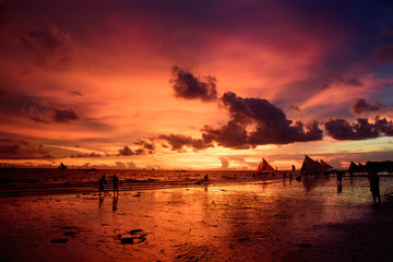 Tropical beach at sunrise.
