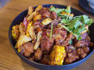 Chinese style fry pork with vegetable