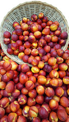 Nectarines in a straw basket