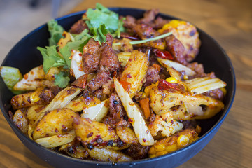 Chinese style fry pork with vegetable