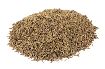 Cumin seeds or caraway isolated on white background