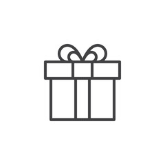 Gift box outline icon. linear style sign for mobile concept and web design. Present simple line vector icon. Symbol, logo illustration. Pixel perfect vector graphics