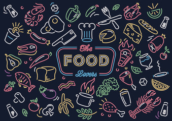 Neon food vector art illustration