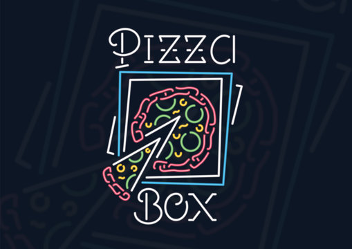 Neon pizza box sign