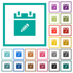 Edit schedule item flat color icons with quadrant frames