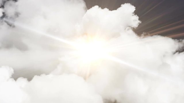 clouds with light rays zoom