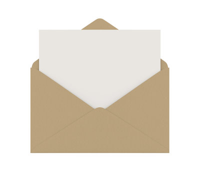 Envelope with Blank Paper Isolated