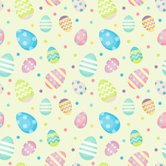 Easter eggs - decorated eggs vector seamless pattern in pastel colors. Background template