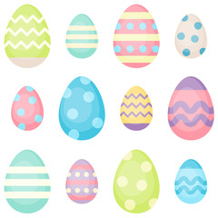 Easter eggs - decorated eggs vector illustration in pastel colors. Cute festive background template