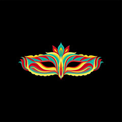 Colored carnival face mask vector Illustration on a black background