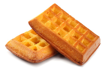 Belgian waffle isolated on white background