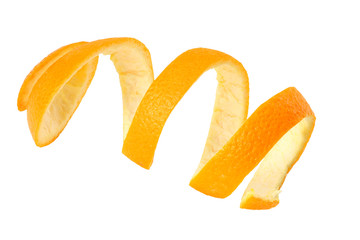 fresh orange peel isolated on white background