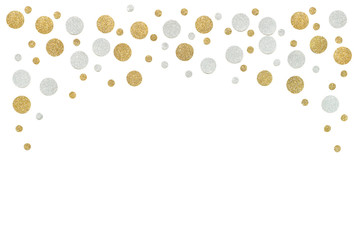 Gold and silver glitter dot paper on white background - isolated