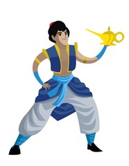 arabian hero with magical genie lamp