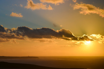 coucher de soleil sur la côte