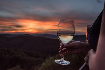 Wein im Sonnenuntergang