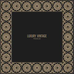 Vector golden frame. Square vintage card for design. Premium background in luxury style.