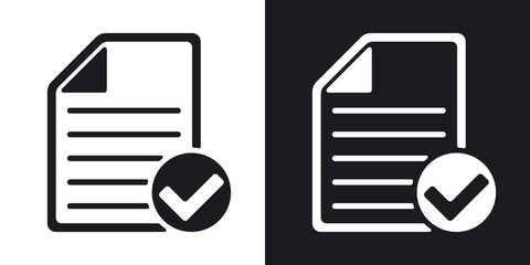 Vector document icon with Ok glyph. Two-tone version on black and white background © RealVector