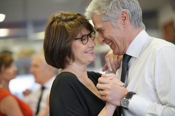 Senior couple taking dance lessons
