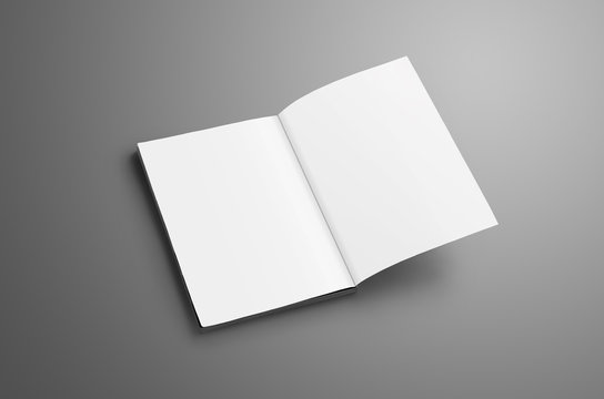 Elegant blank A4, (A5) catalog with soft realistic shadows isolated on gray background.