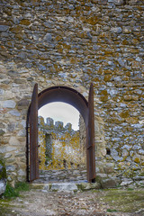 castle entrance with steel door