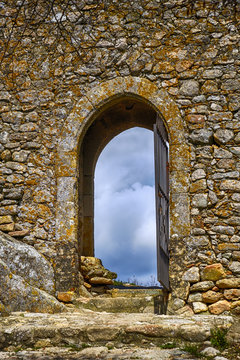 castle entrance with steel door